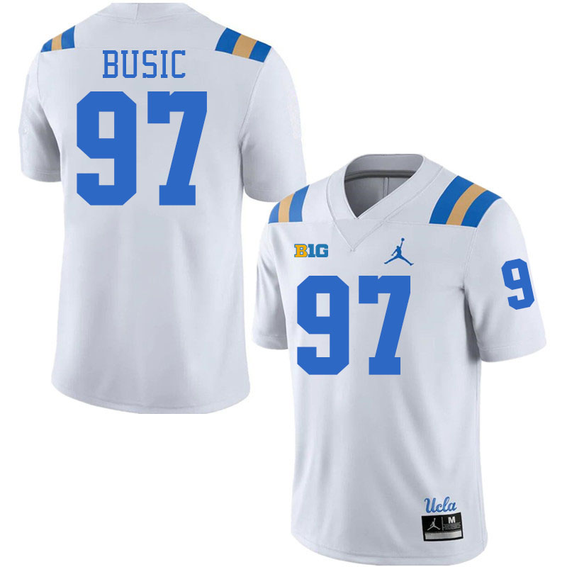 Men #97 Jacob Busic Big 10 Conference College Football Jerseys Stitched-White